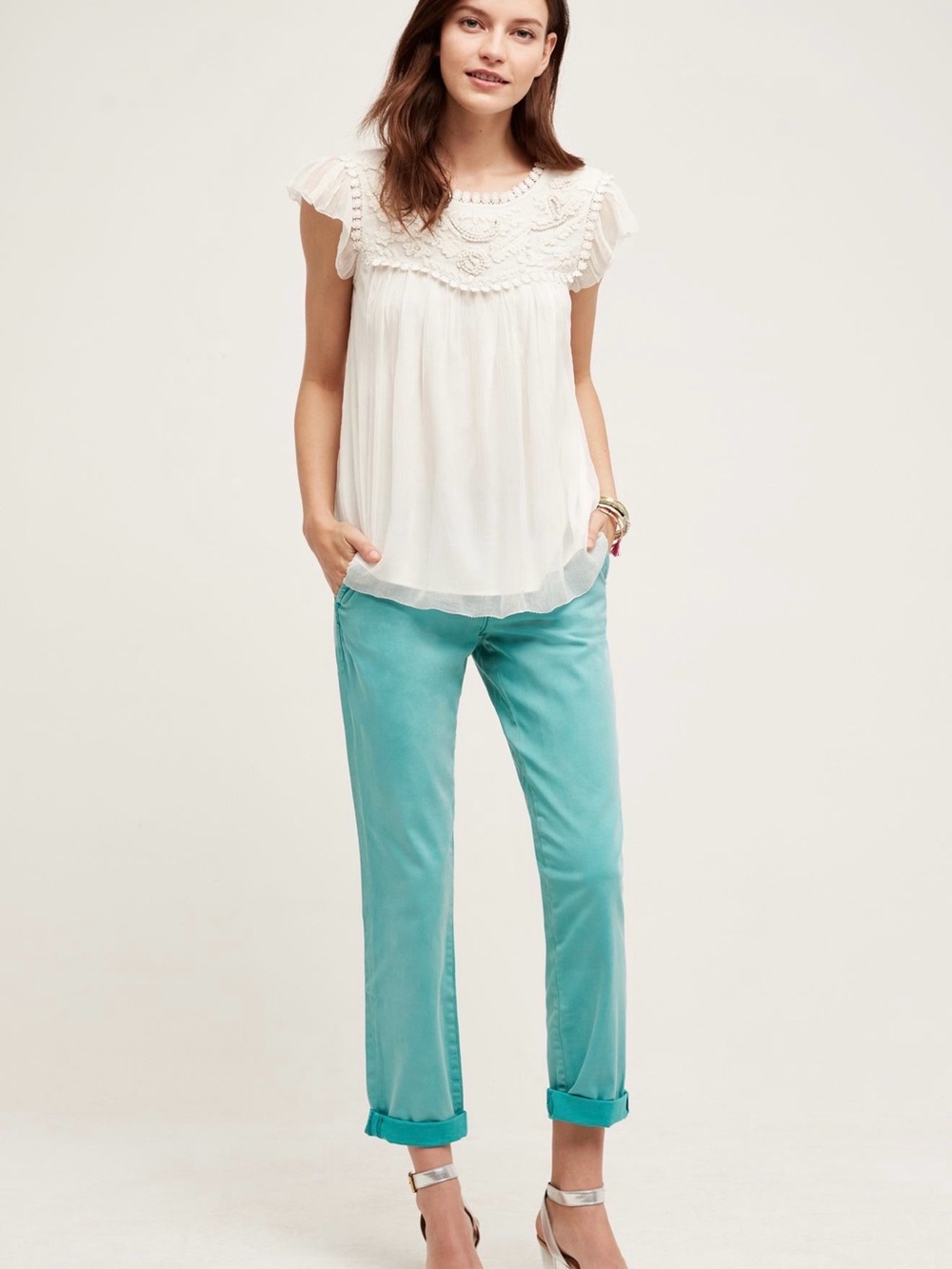 🌼Anthropologie Pilcro Hyphen Low Rise Chinos-Hawaiian Blue